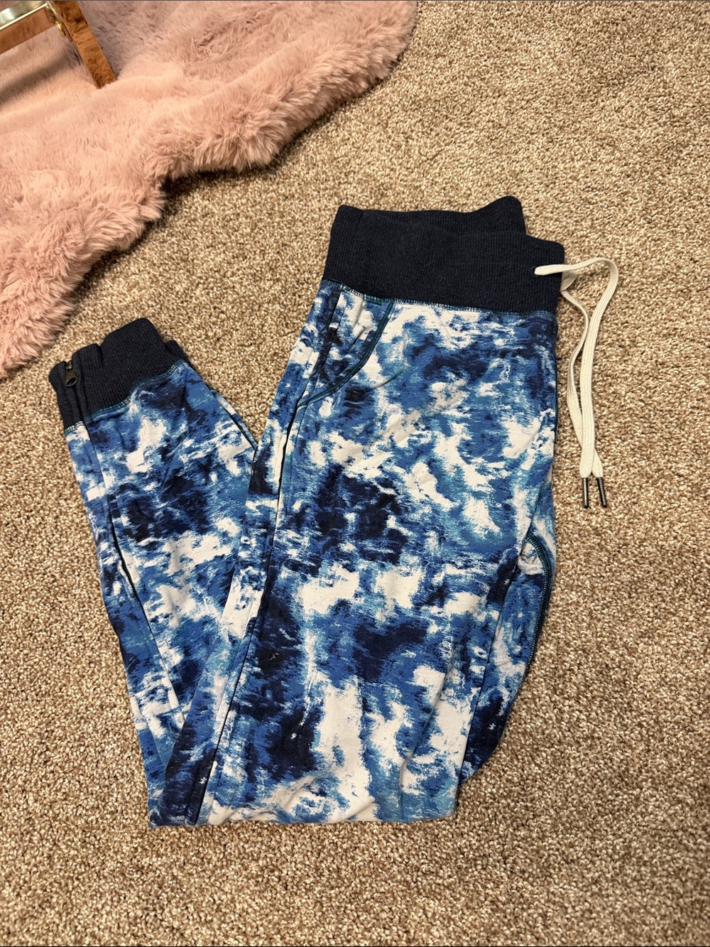 lululemon athletica Blue Tie-Dye Jogger Pants with Drawstring & Zip sides